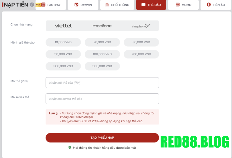 Nạp card red88